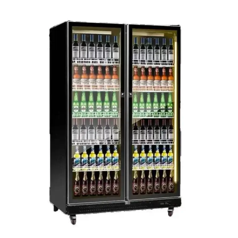 Double Full Glass Doors Beverage Refrigerator