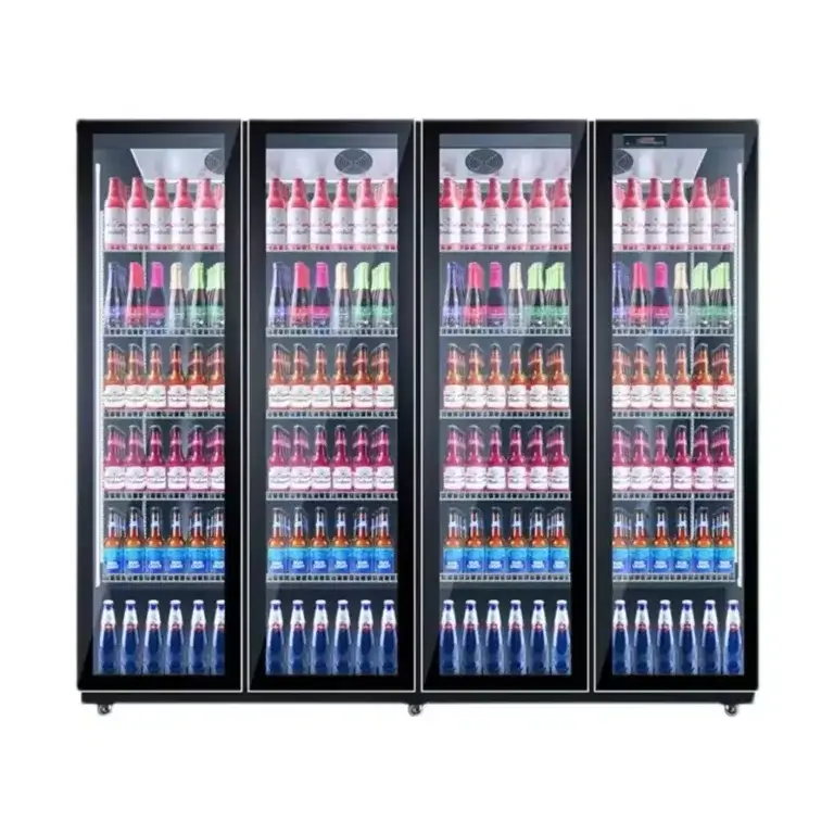 Four Full Glass Doors Beverage Refrigerator