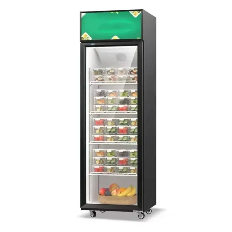 Single Glass Door Beverage Refrigerator with Top Compressor