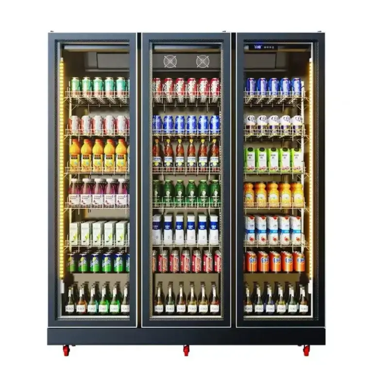 Three Full Glass Doors Beverage Refrigerator