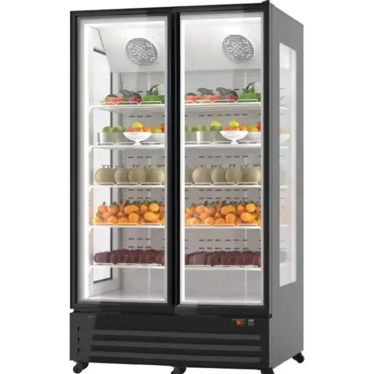 Three Sides Glass Double Doors Beverage Refrigerator